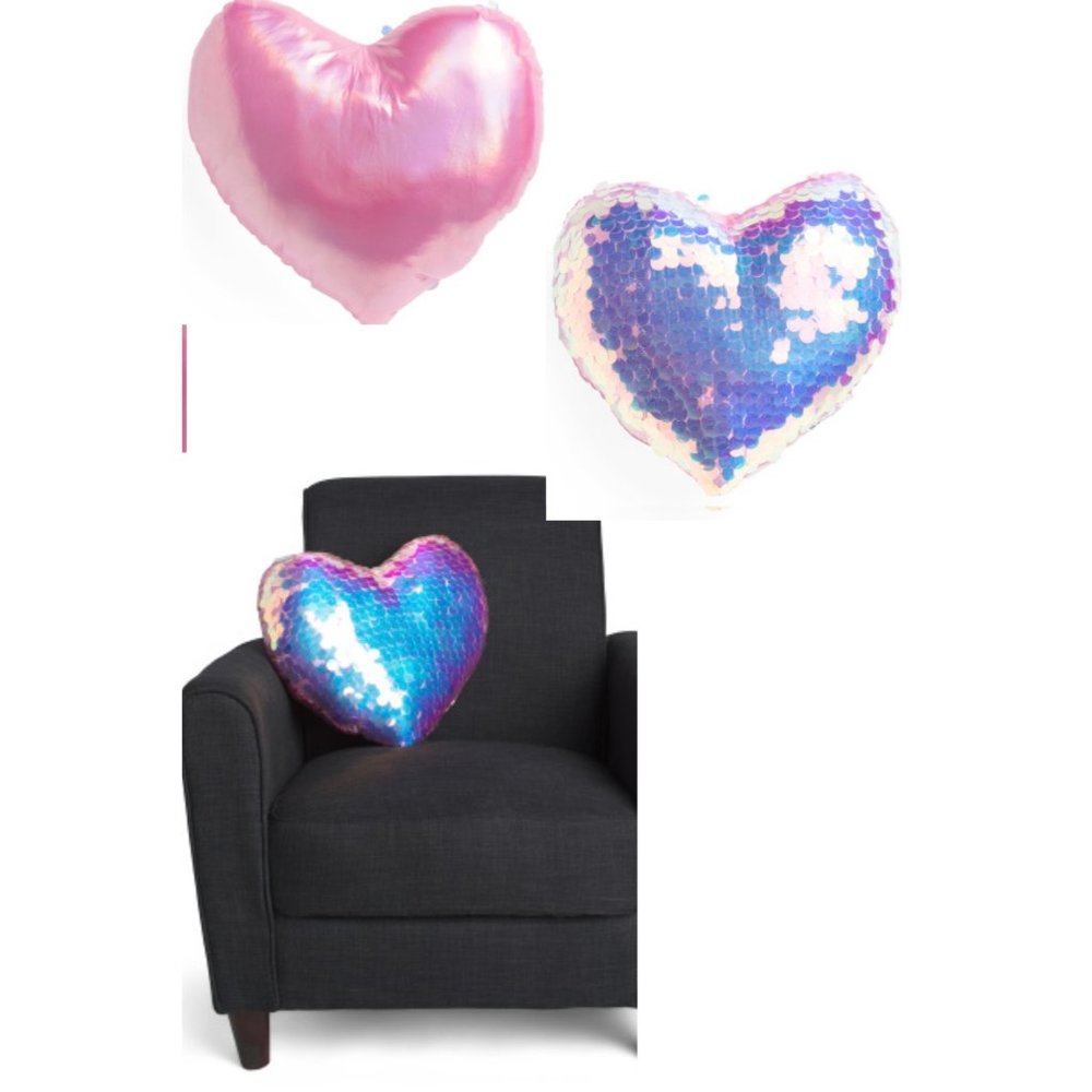 NICOLE MILLER HOME 18x18 Paillette‎ Heart Pillow